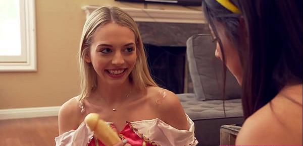 Stepsister Kylie Rocket and her teen BFF Lily Larimar share stepbros cock
